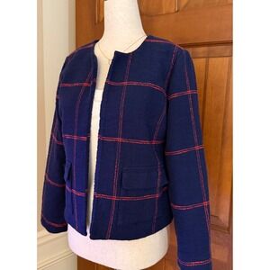 Beautiful Lawrence Zarion Windowpane Blazer Jacket Womens XXS Blue Open Front